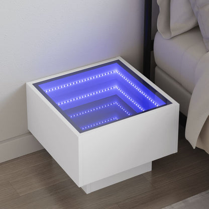 Infinity LED Bedside Table - White 40x40x30 cm Modern Design