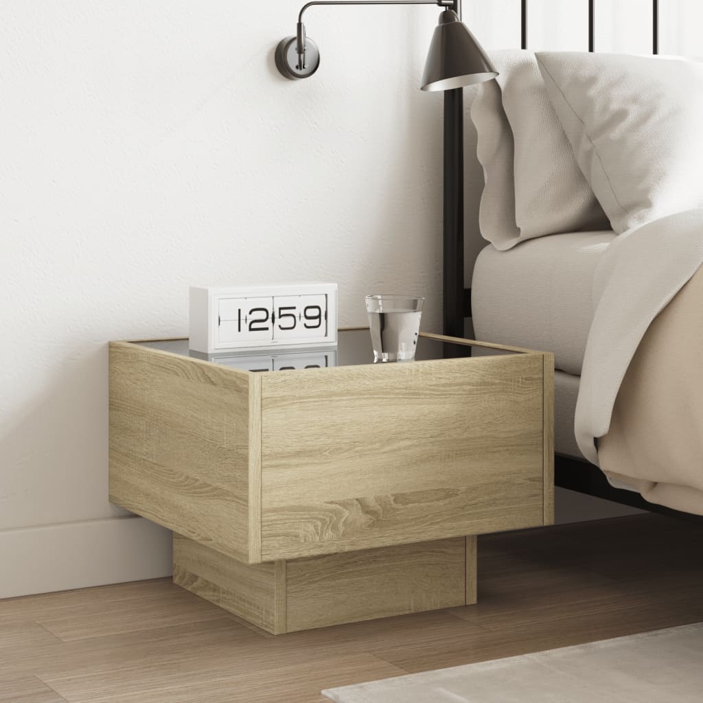 Sonoma Oak Bedside Table with Infinity LED, 40x40x30 cm