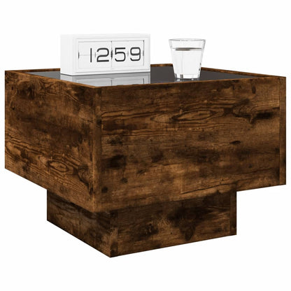 Smoked Oak Infinity LED Bedside Table 40x40x30 cm