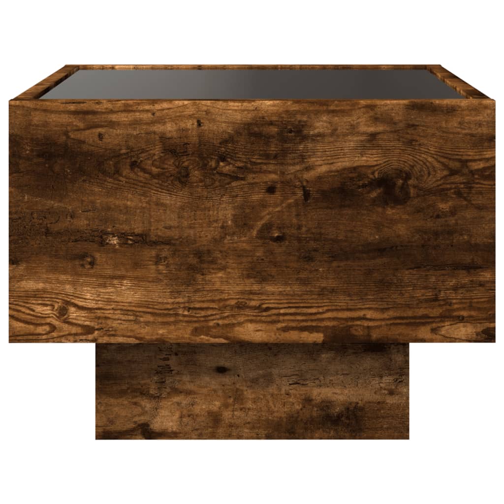 Smoked Oak Infinity LED Bedside Table 40x40x30 cm
