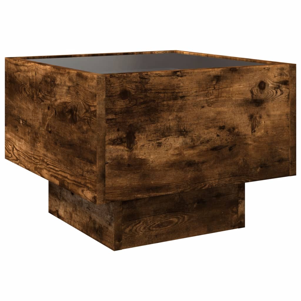 Smoked Oak Infinity LED Bedside Table 40x40x30 cm