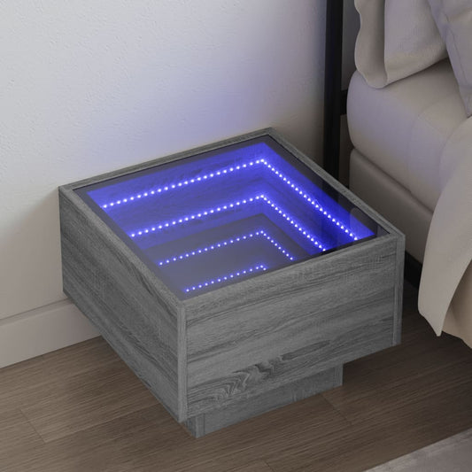 Grey Sonoma Infinity LED Bedside Table, 40x40x30 cm
