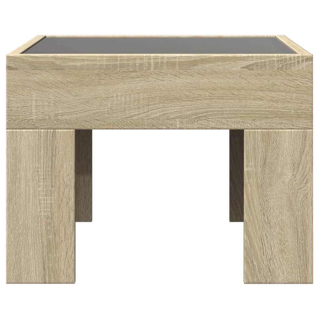 Sonoma Oak LED Infinity Bedside Table, 40x40x30 cm