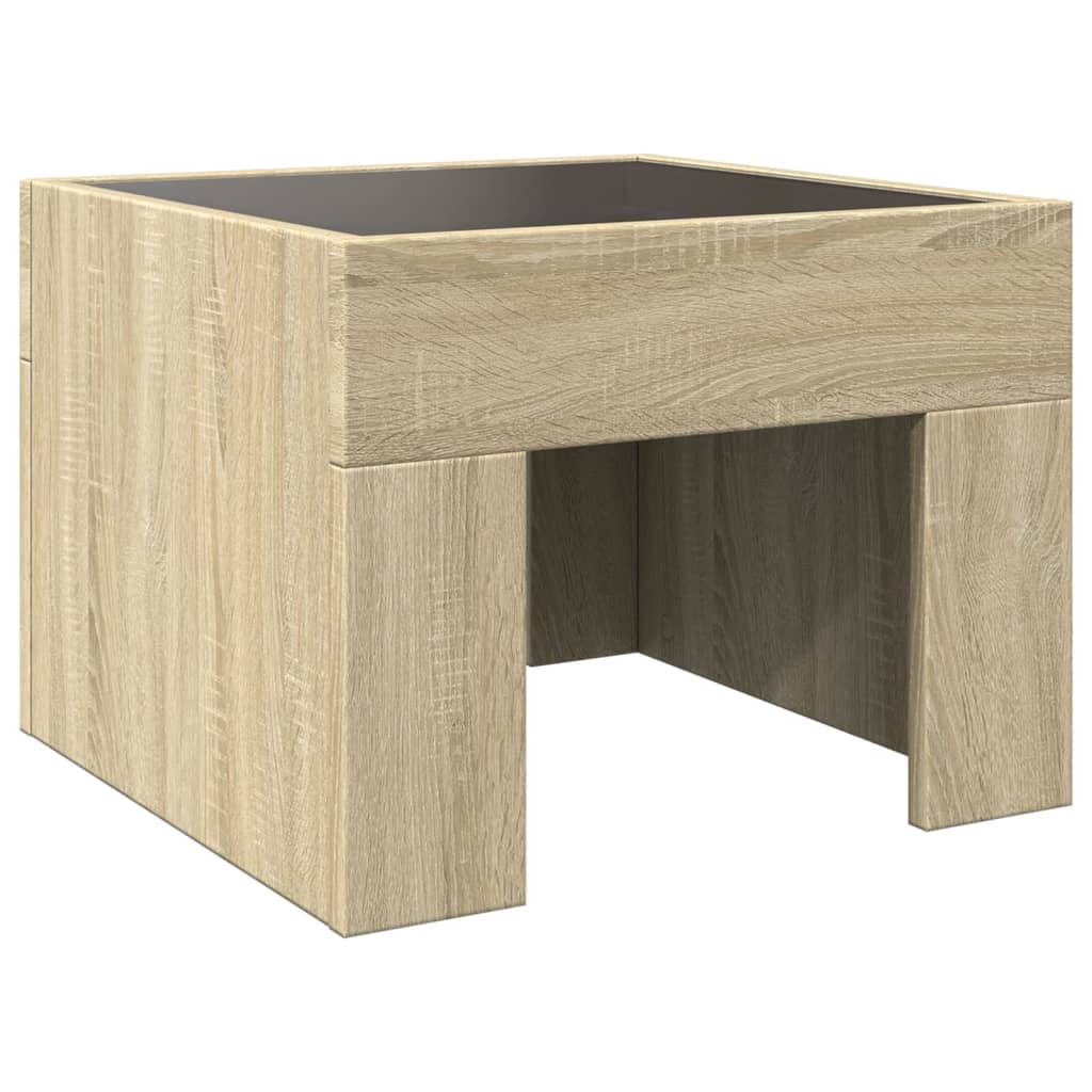 Sonoma Oak LED Infinity Bedside Table, 40x40x30 cm