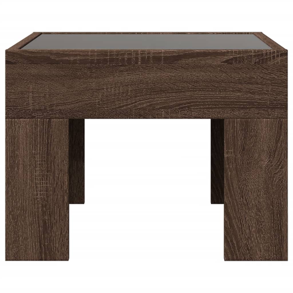Brown Oak Infinity LED Bedside Table - 40x40x30 cm