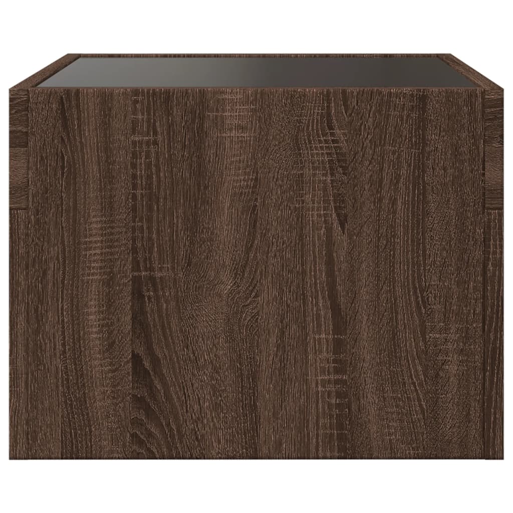 Brown Oak Infinity LED Bedside Table - 40x40x30 cm