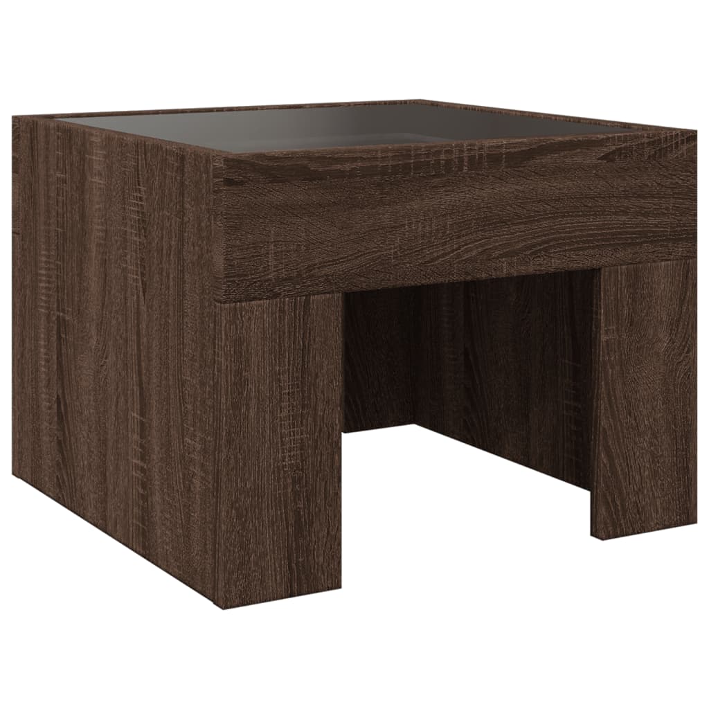 Brown Oak Infinity LED Bedside Table - 40x40x30 cm