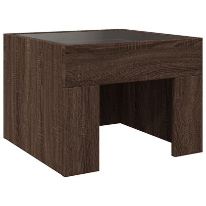 Brown Oak Infinity LED Bedside Table - 40x40x30 cm