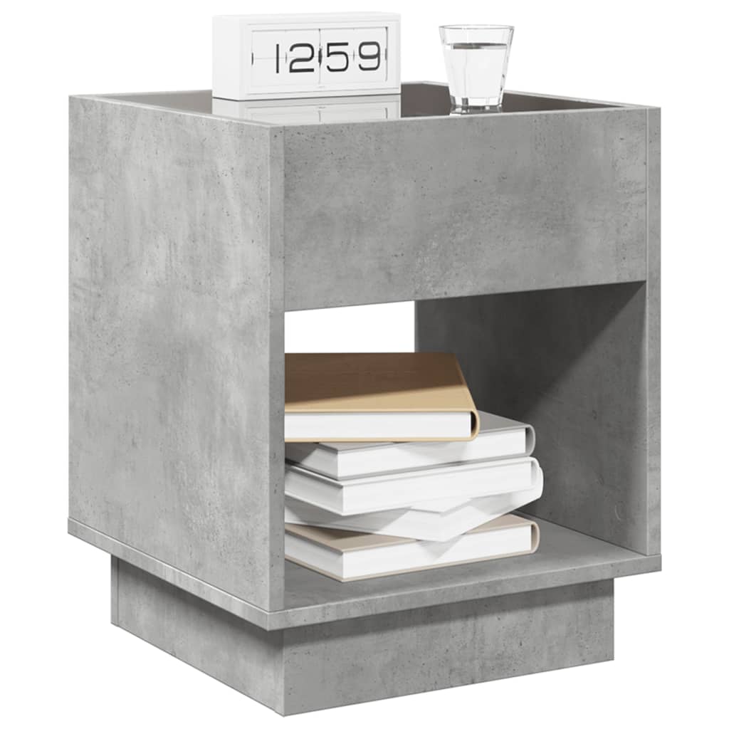 Concrete Grey LED Infinity Bedside Table 40x40x50 cm