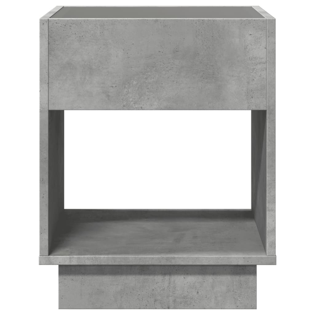 Concrete Grey LED Infinity Bedside Table 40x40x50 cm