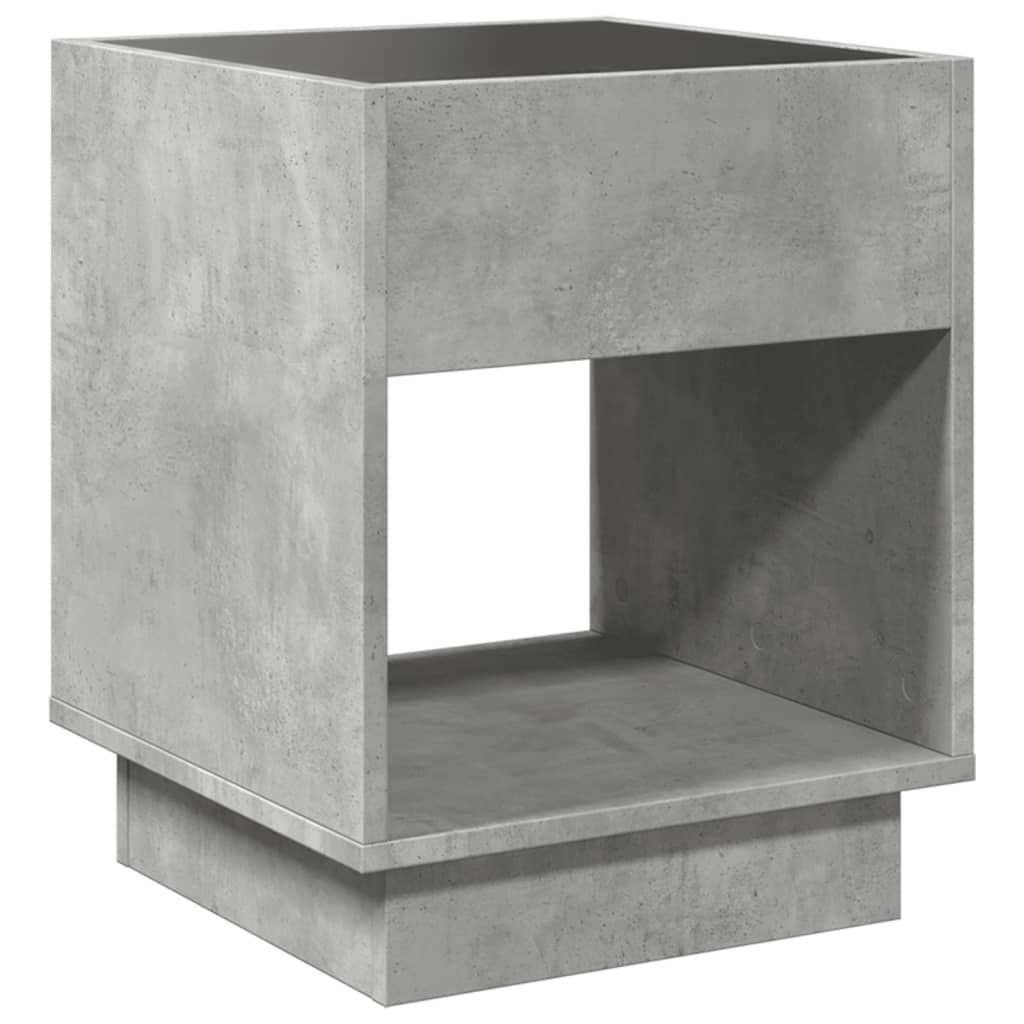 Concrete Grey LED Infinity Bedside Table 40x40x50 cm