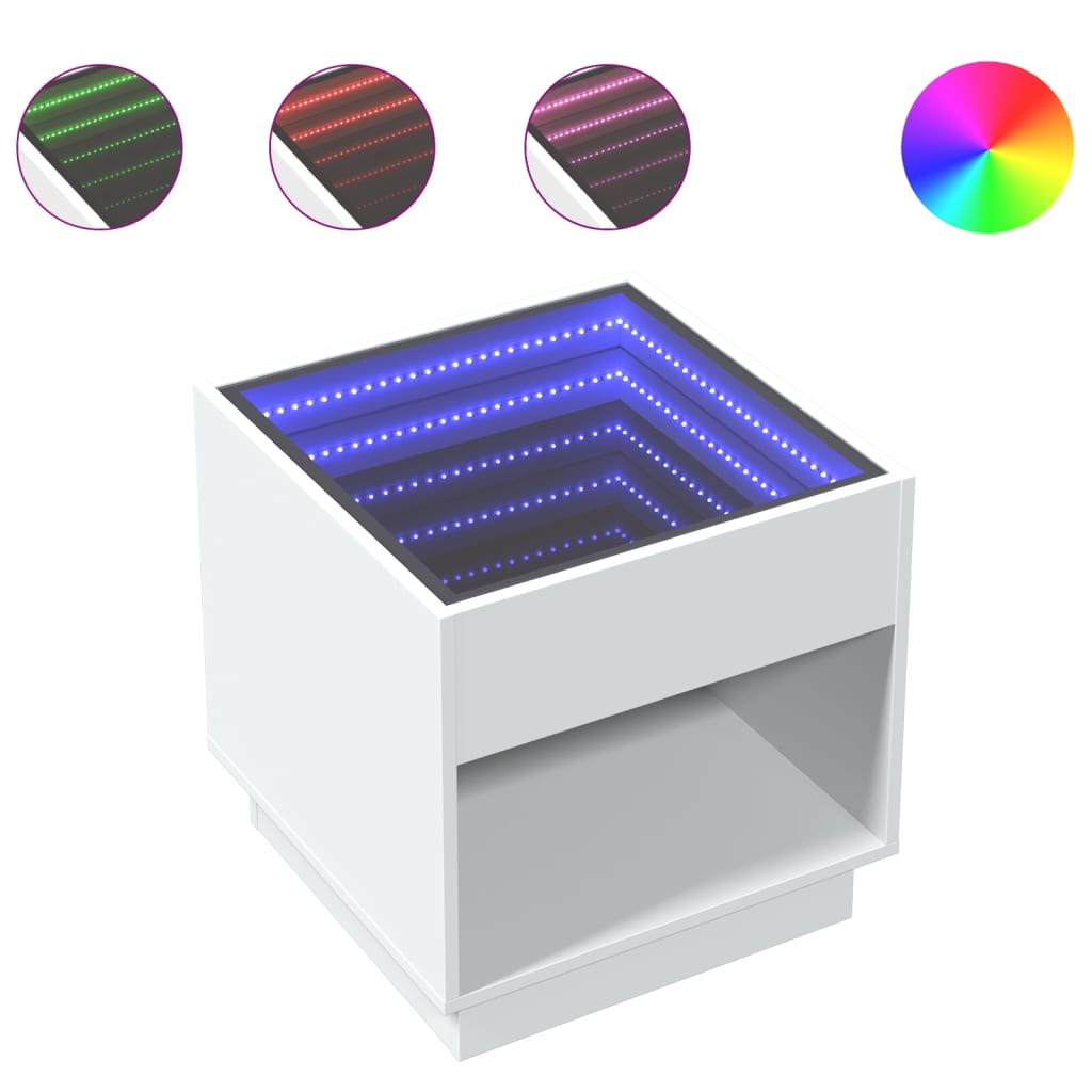 Infinity LED Bedside Table White 50x50x50 cm | Modern Design