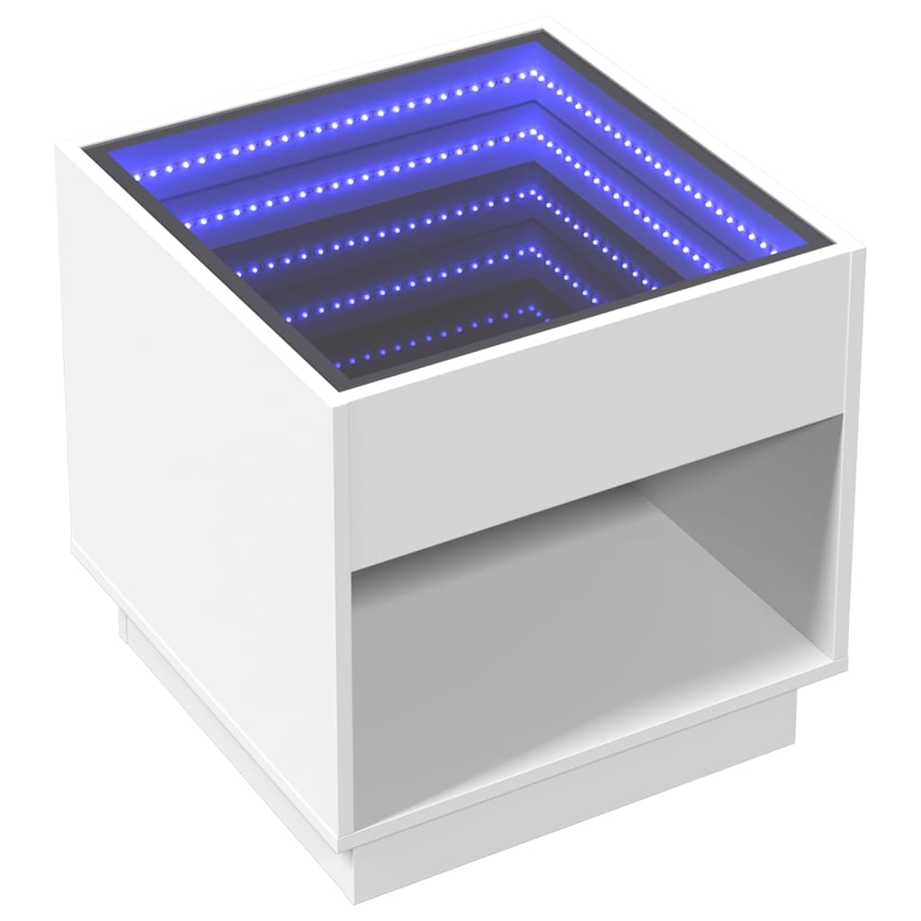 Infinity LED Bedside Table White 50x50x50 cm | Modern Design