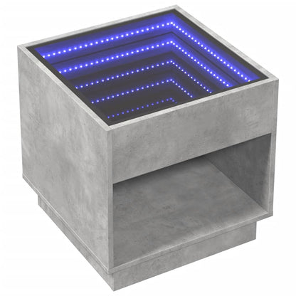 Concrete Grey Infinity LED Bedside Table - 50x50x50 cm