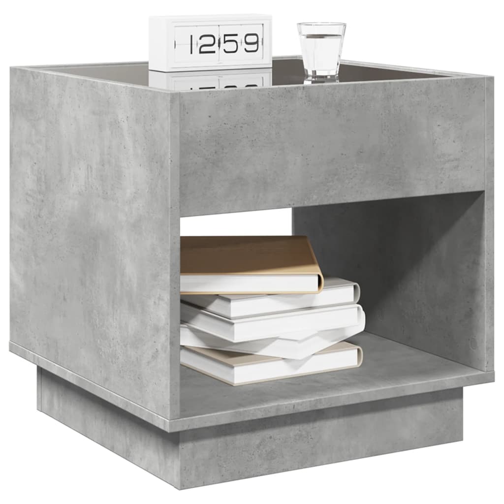 Concrete Grey Infinity LED Bedside Table - 50x50x50 cm