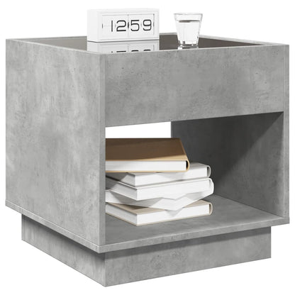 Concrete Grey Infinity LED Bedside Table - 50x50x50 cm