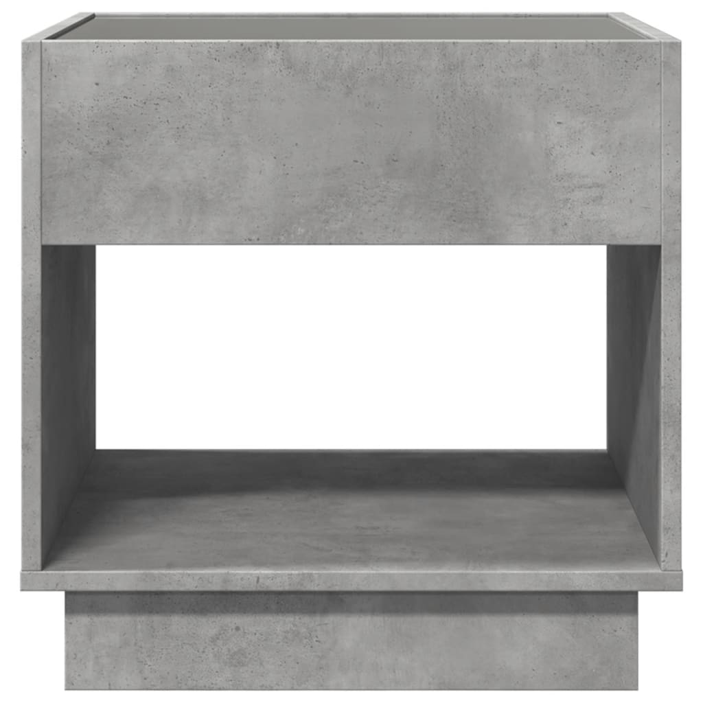 Concrete Grey Infinity LED Bedside Table - 50x50x50 cm