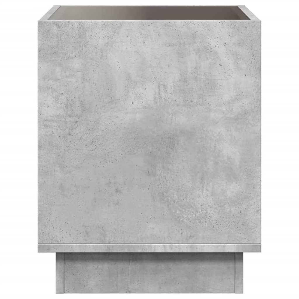 Concrete Grey Infinity LED Bedside Table - 50x50x50 cm