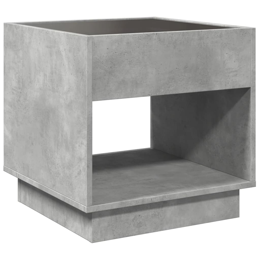 Concrete Grey Infinity LED Bedside Table - 50x50x50 cm