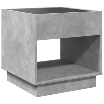 Concrete Grey Infinity LED Bedside Table - 50x50x50 cm