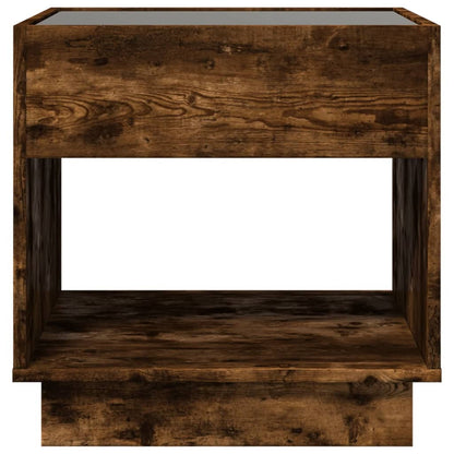 Smoked Oak Bedside Table with Infinity LED, 50x50x50 cm