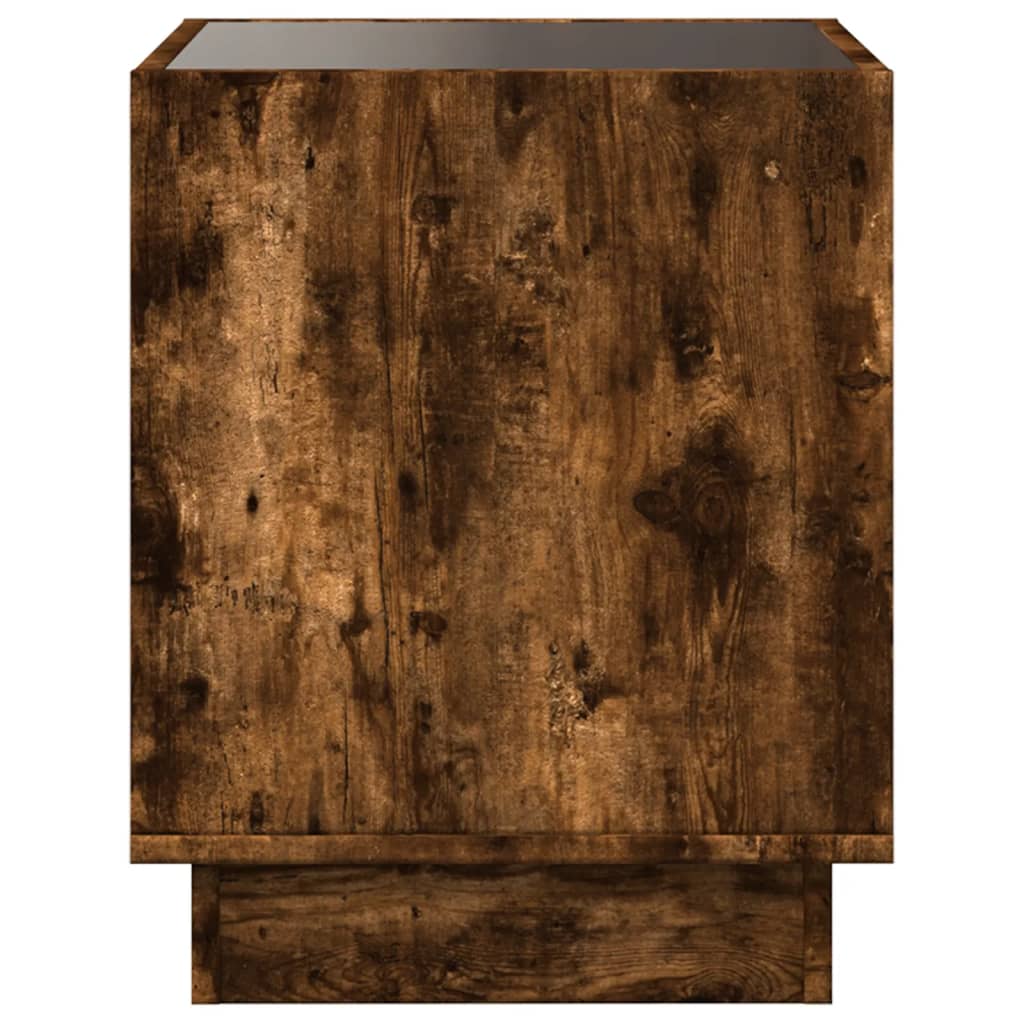 Smoked Oak Bedside Table with Infinity LED, 50x50x50 cm
