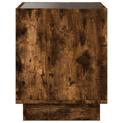 Smoked Oak Bedside Table with Infinity LED, 50x50x50 cm
