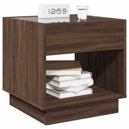 Brown Oak Infinity LED Bedside Table 50x50x50 cm