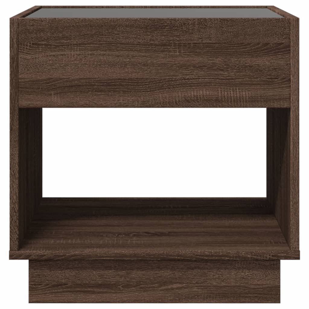 Brown Oak Infinity LED Bedside Table 50x50x50 cm