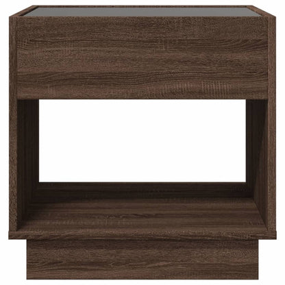 Brown Oak Infinity LED Bedside Table 50x50x50 cm