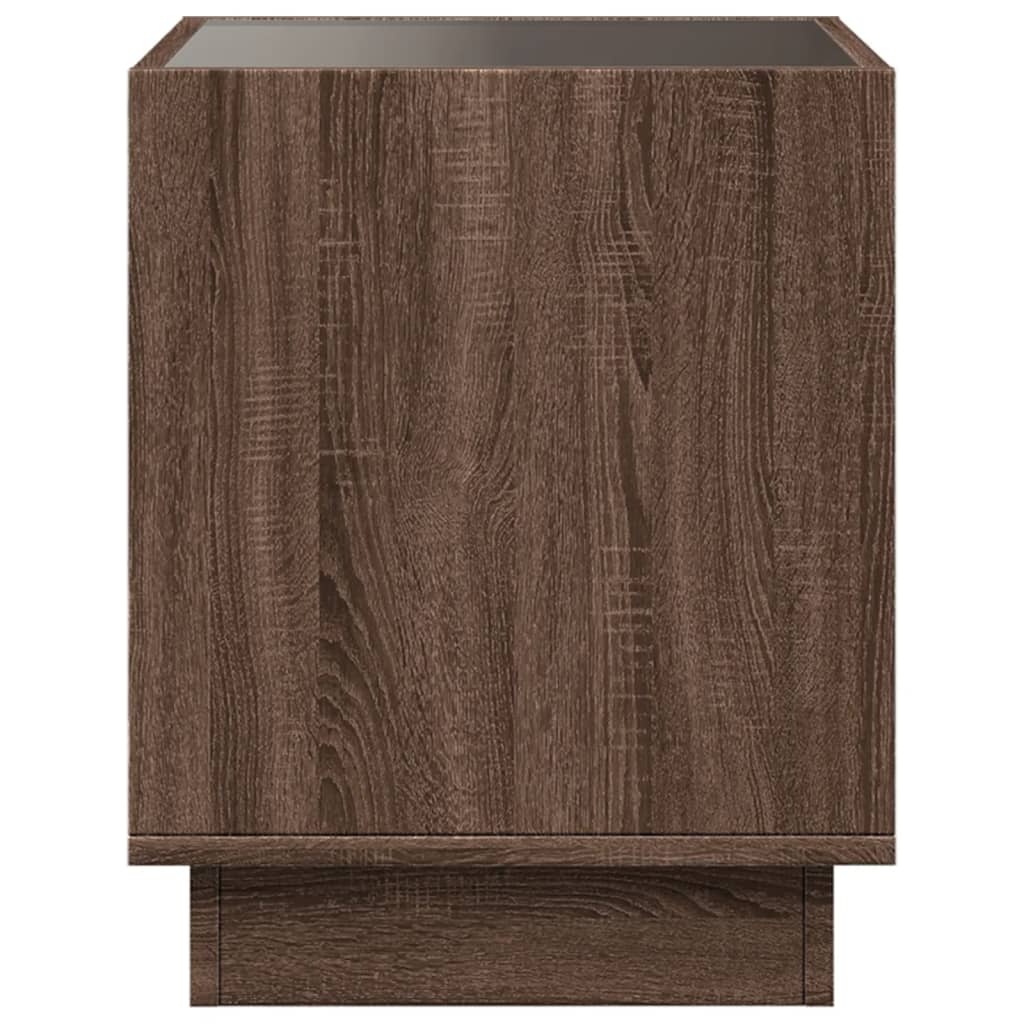 Brown Oak Infinity LED Bedside Table 50x50x50 cm