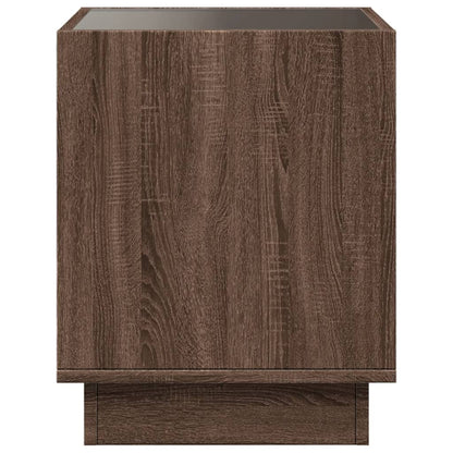 Brown Oak Infinity LED Bedside Table 50x50x50 cm