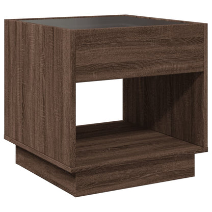 Brown Oak Infinity LED Bedside Table 50x50x50 cm