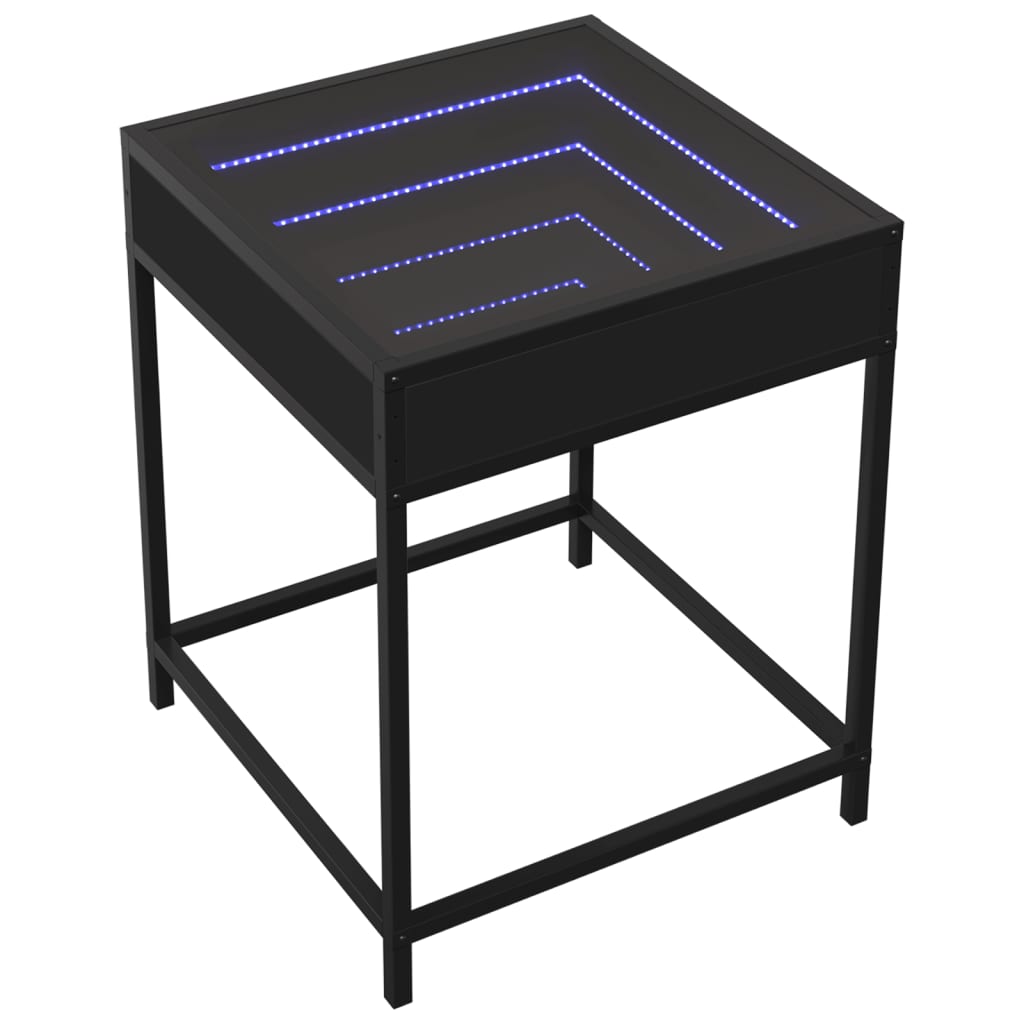 Black Infinity LED Bedside Table, 40x40x51 cm, Modern Design