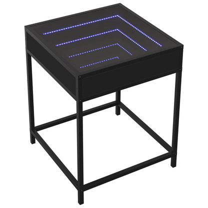 Black Infinity LED Bedside Table, 40x40x51 cm, Modern Design