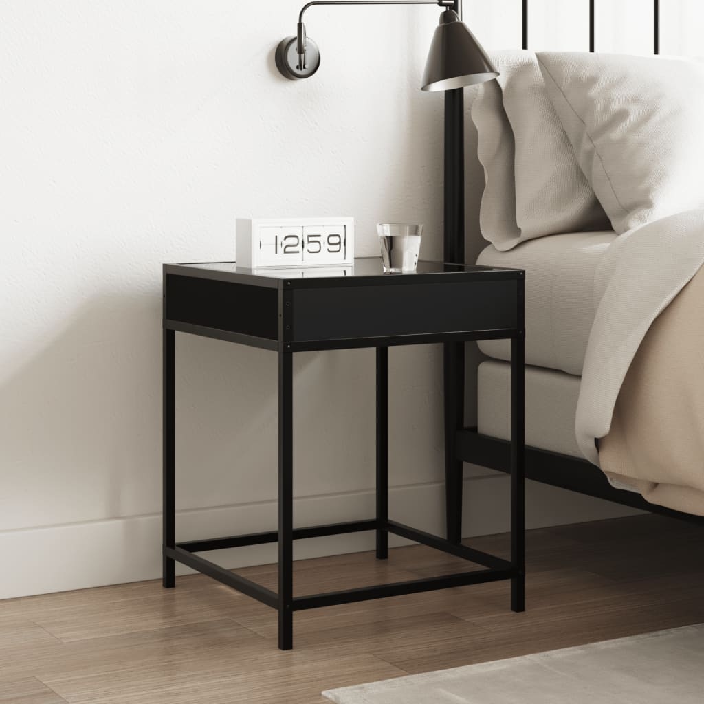 Black Infinity LED Bedside Table, 40x40x51 cm, Modern Design