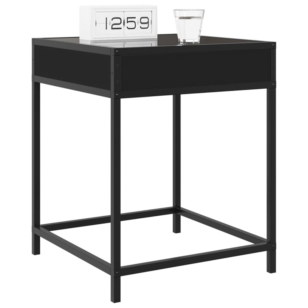 Black Infinity LED Bedside Table, 40x40x51 cm, Modern Design