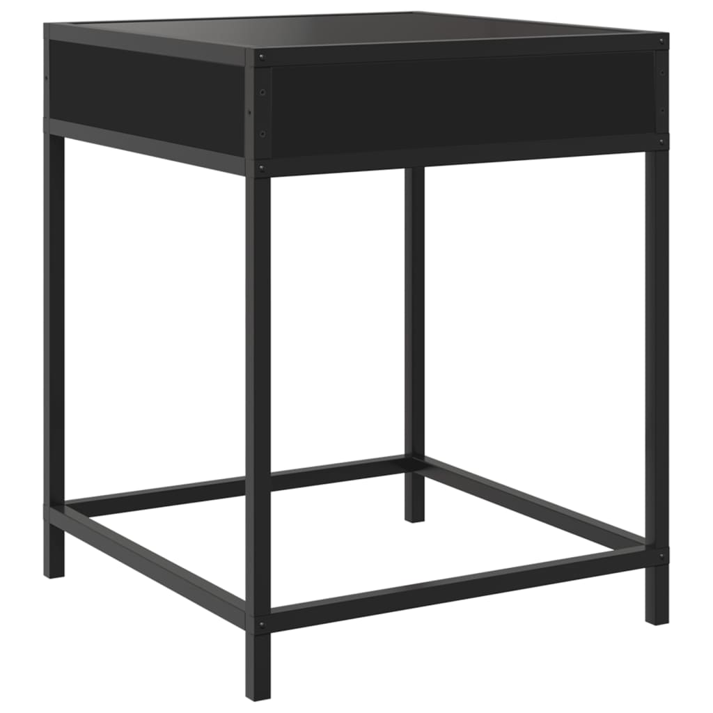 Black Infinity LED Bedside Table, 40x40x51 cm, Modern Design