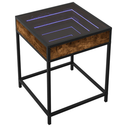 Smoked Oak Infinity LED Bedside Table - 40x40x51 cm