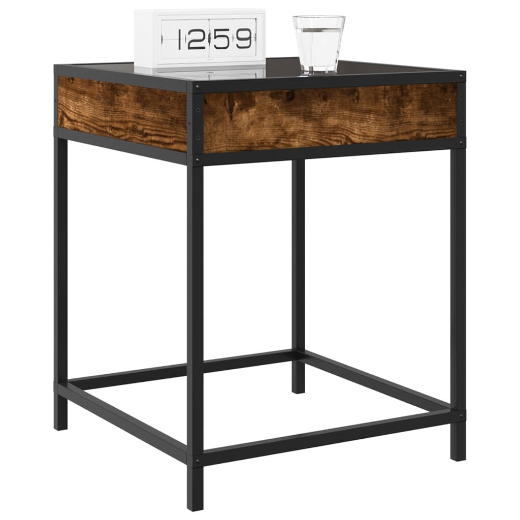 Smoked Oak Infinity LED Bedside Table - 40x40x51 cm