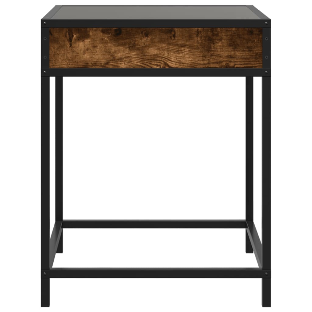 Smoked Oak Infinity LED Bedside Table - 40x40x51 cm