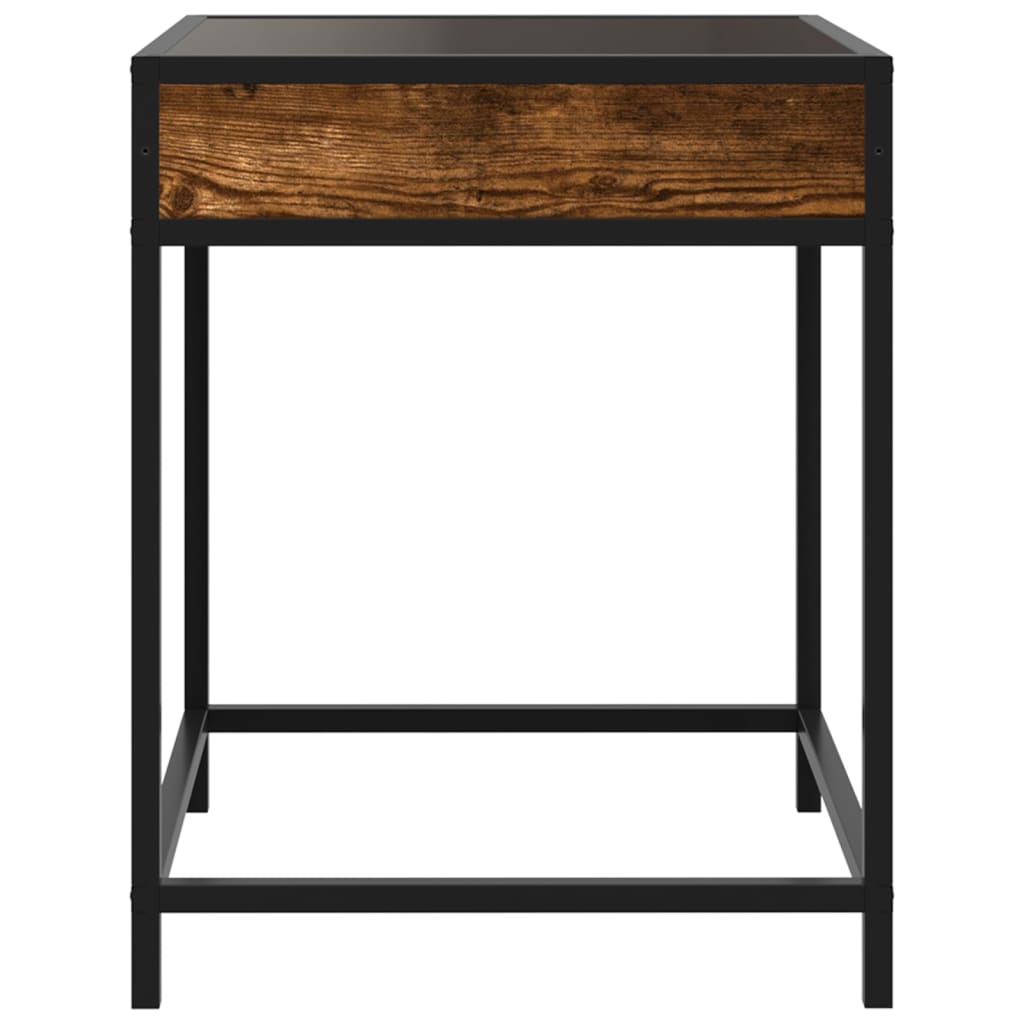 Smoked Oak Infinity LED Bedside Table - 40x40x51 cm