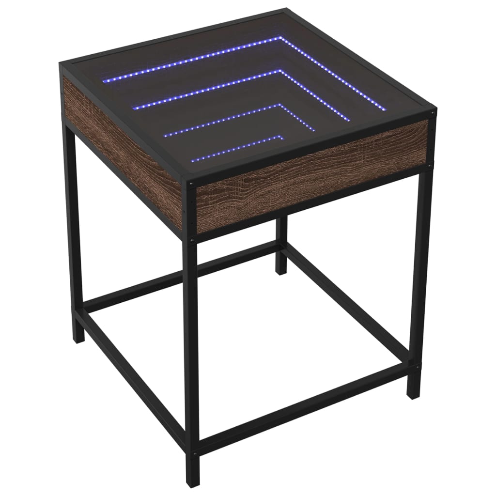 Infinity LED Bedside Table - Brown Oak, 40x40x51 cm