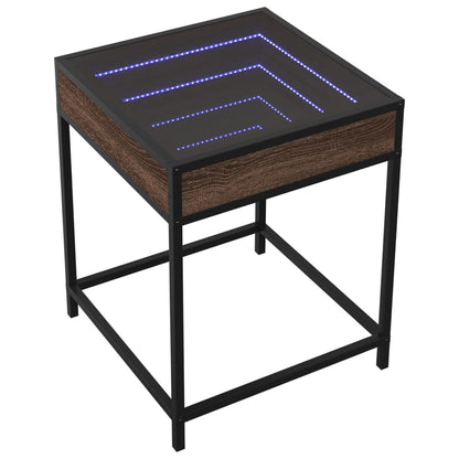 Infinity LED Bedside Table - Brown Oak, 40x40x51 cm