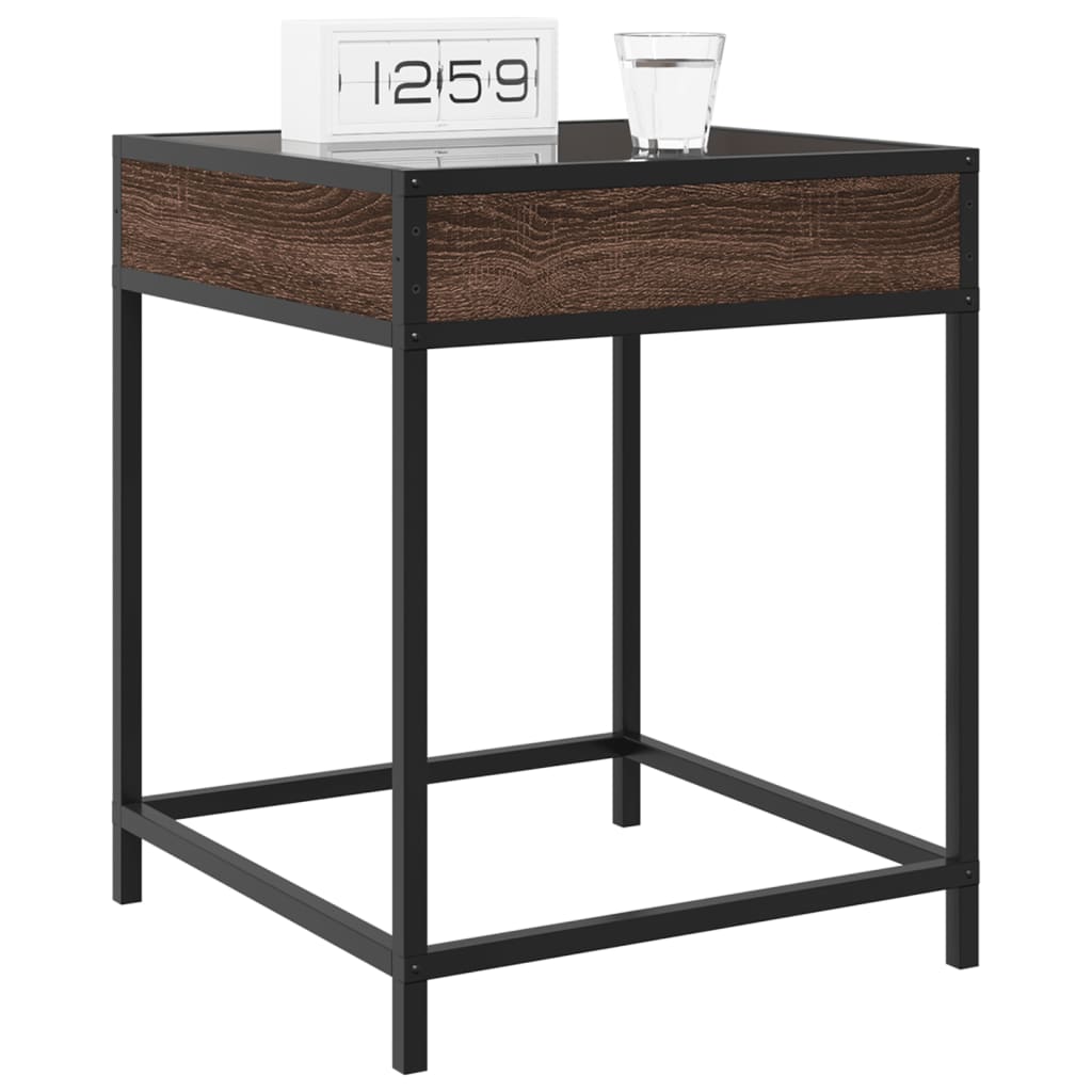 Infinity LED Bedside Table - Brown Oak, 40x40x51 cm