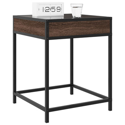 Infinity LED Bedside Table - Brown Oak, 40x40x51 cm