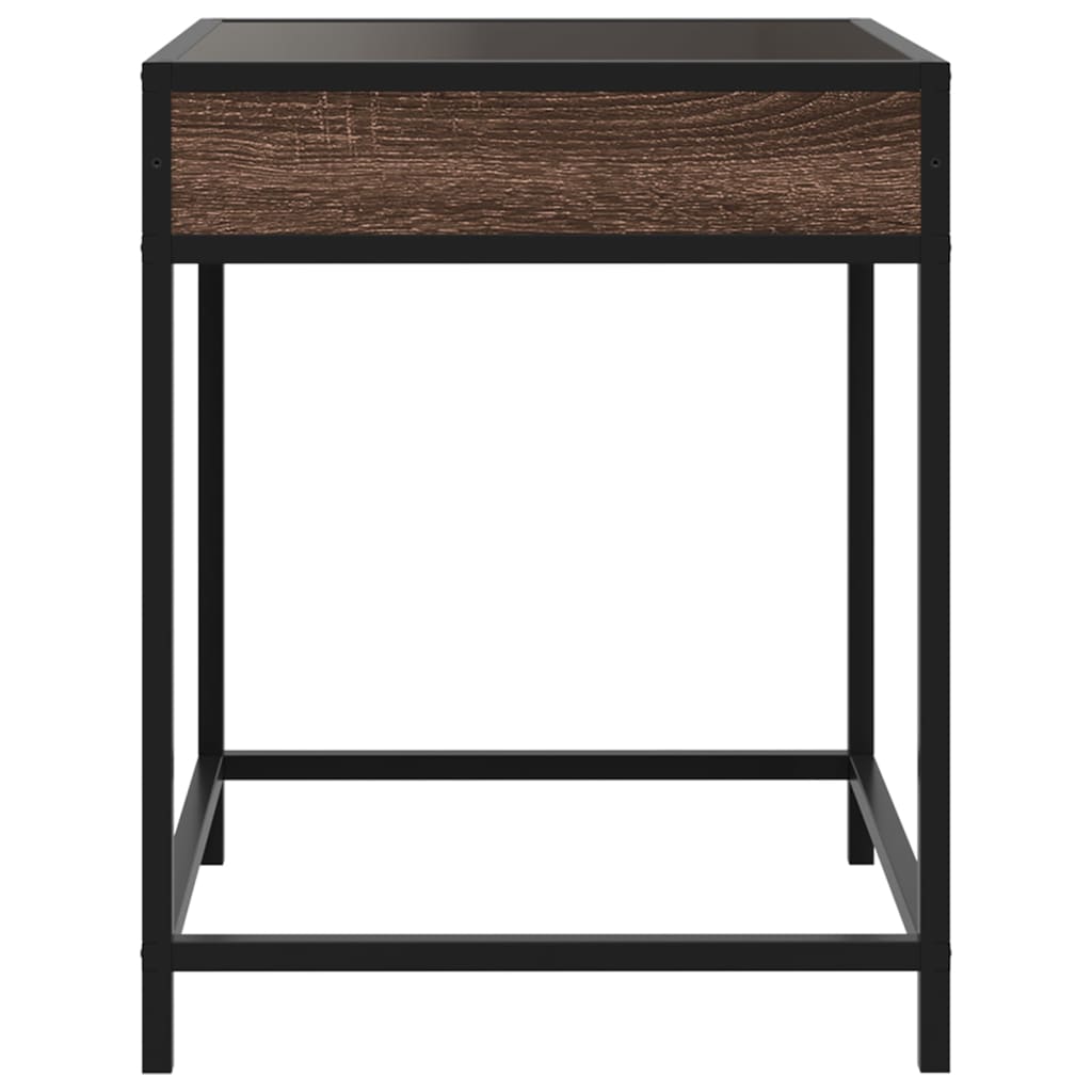 Infinity LED Bedside Table - Brown Oak, 40x40x51 cm