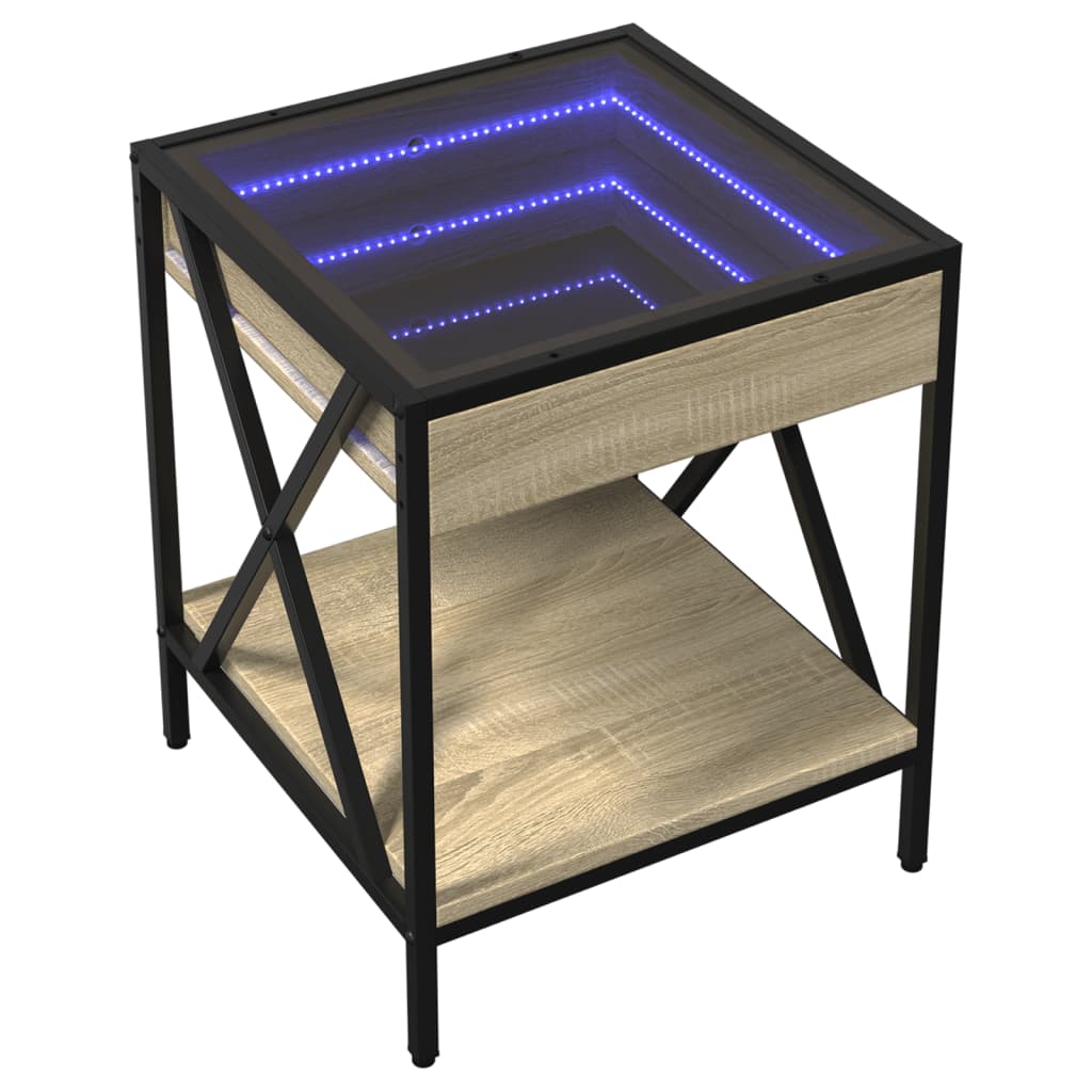 Infinity LED Bedside Table, Sonoma Oak, 40x40x49cm