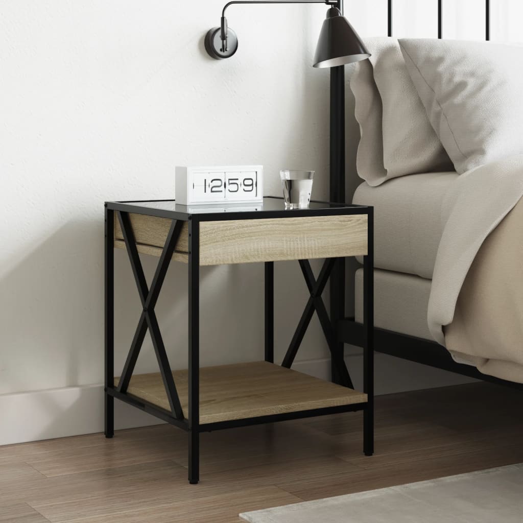 Infinity LED Bedside Table, Sonoma Oak, 40x40x49cm