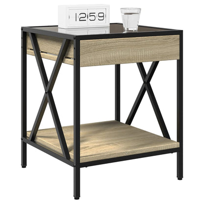 Infinity LED Bedside Table, Sonoma Oak, 40x40x49cm